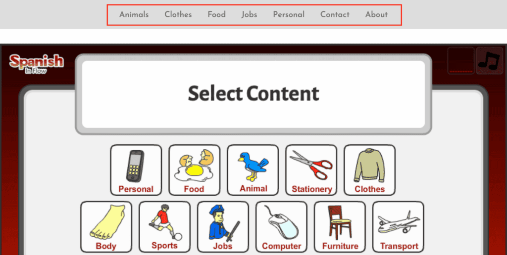 FREE Spanish Distance Learning Categories Game. Juego Gratis en español.